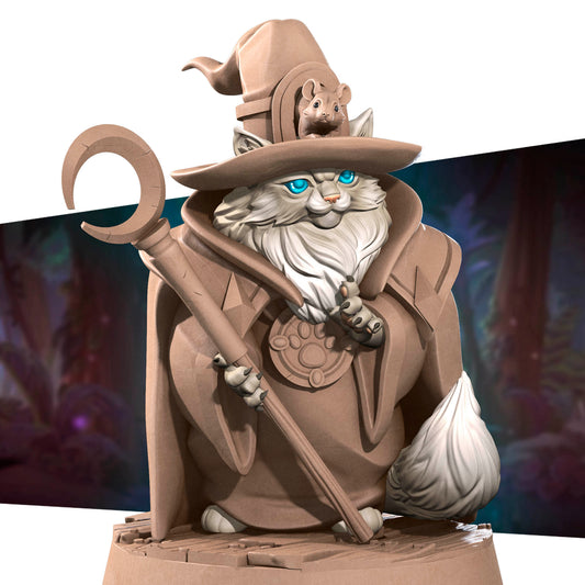 DnD Druid - Miniature - Priest - Sorcerer - Tabaxi - Wizard Jinx, the Cat Wizard  Druid - Miniature - Priest - Sorcerer - Tabaxi - Wizard sold by DoubleHitShop