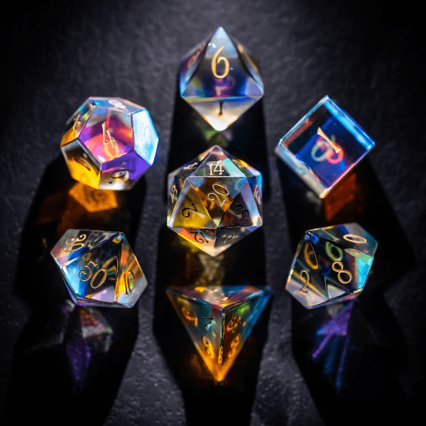 DnD Dice Set - Gemstone - Glass Dichroic Luminous  Dice Set - Gemstone - Glass sold by DoubleHitShop