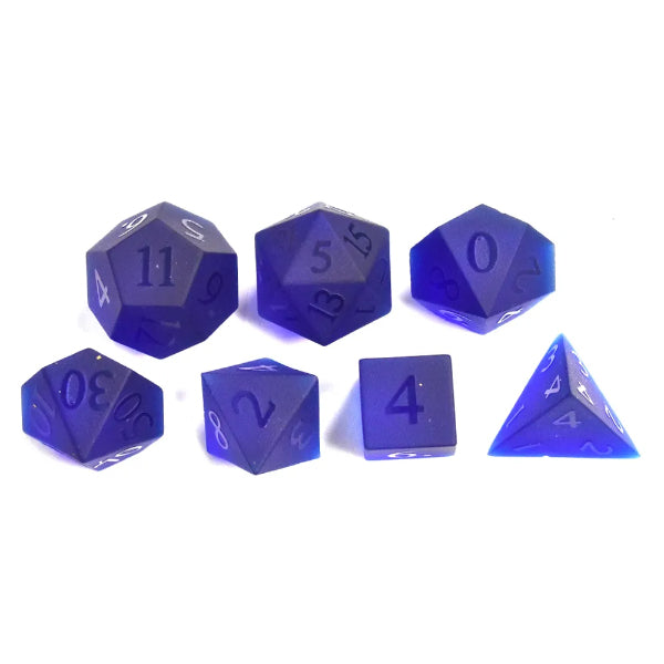 DnD Dice Set - Gemstone - Glass Sandblasting Blue Glass  Dice Set - Gemstone - Glass sold by DoubleHitShop