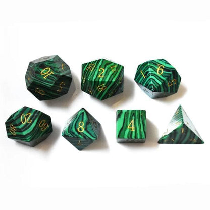 DnD Dice Set - Gemstone Green Malachite  Dice Set - Gemstone sold by DoubleHitShop