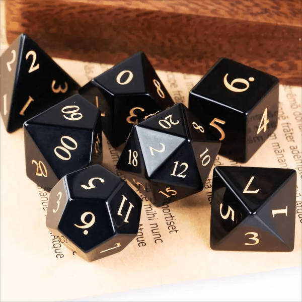 DnD Dice Set - Gemstone Obsidian  Dice Set - Gemstone sold by DoubleHitShop