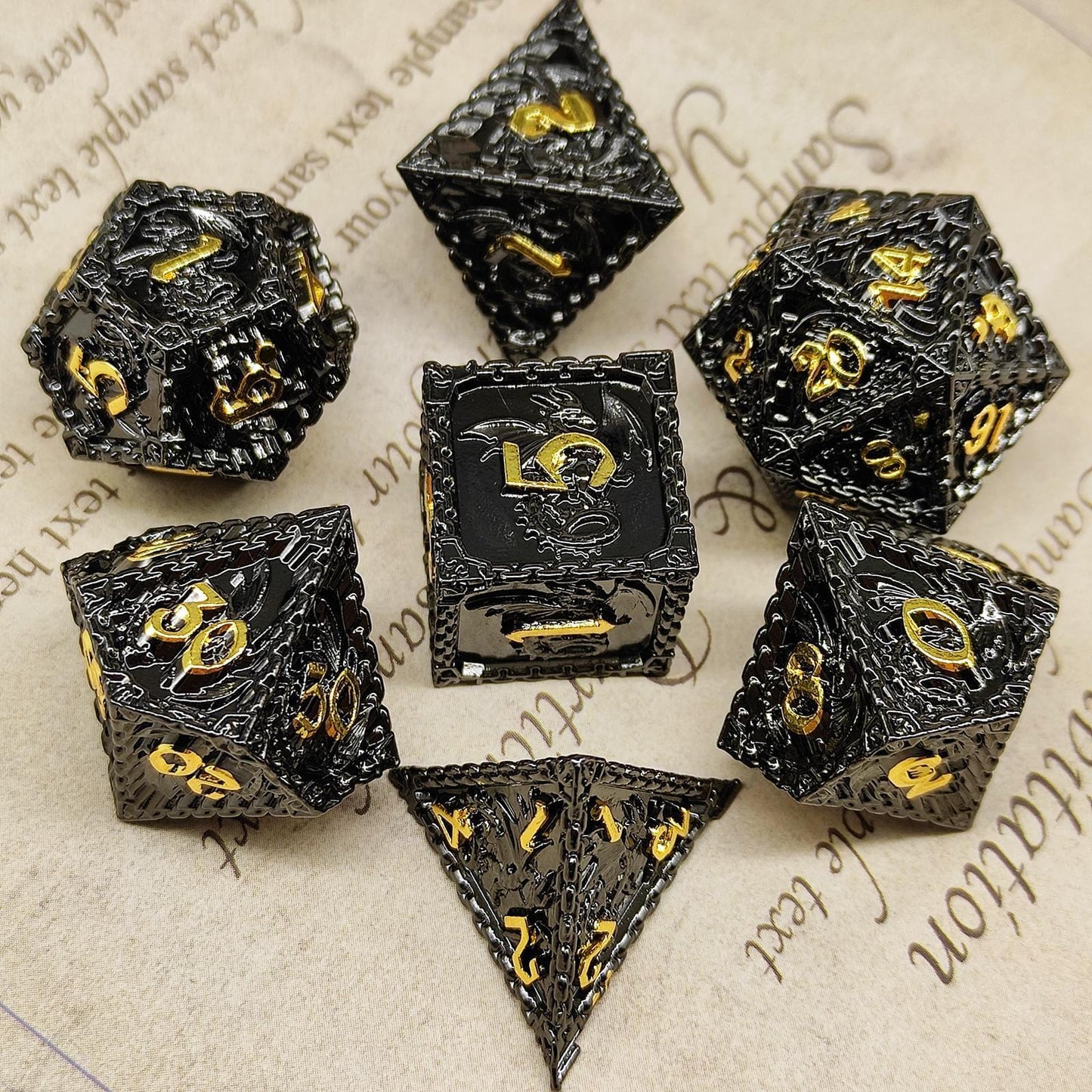 DnD Dice Set - Metal Mark of Dragon  Dice Set - Metal sold by DoubleHitShop