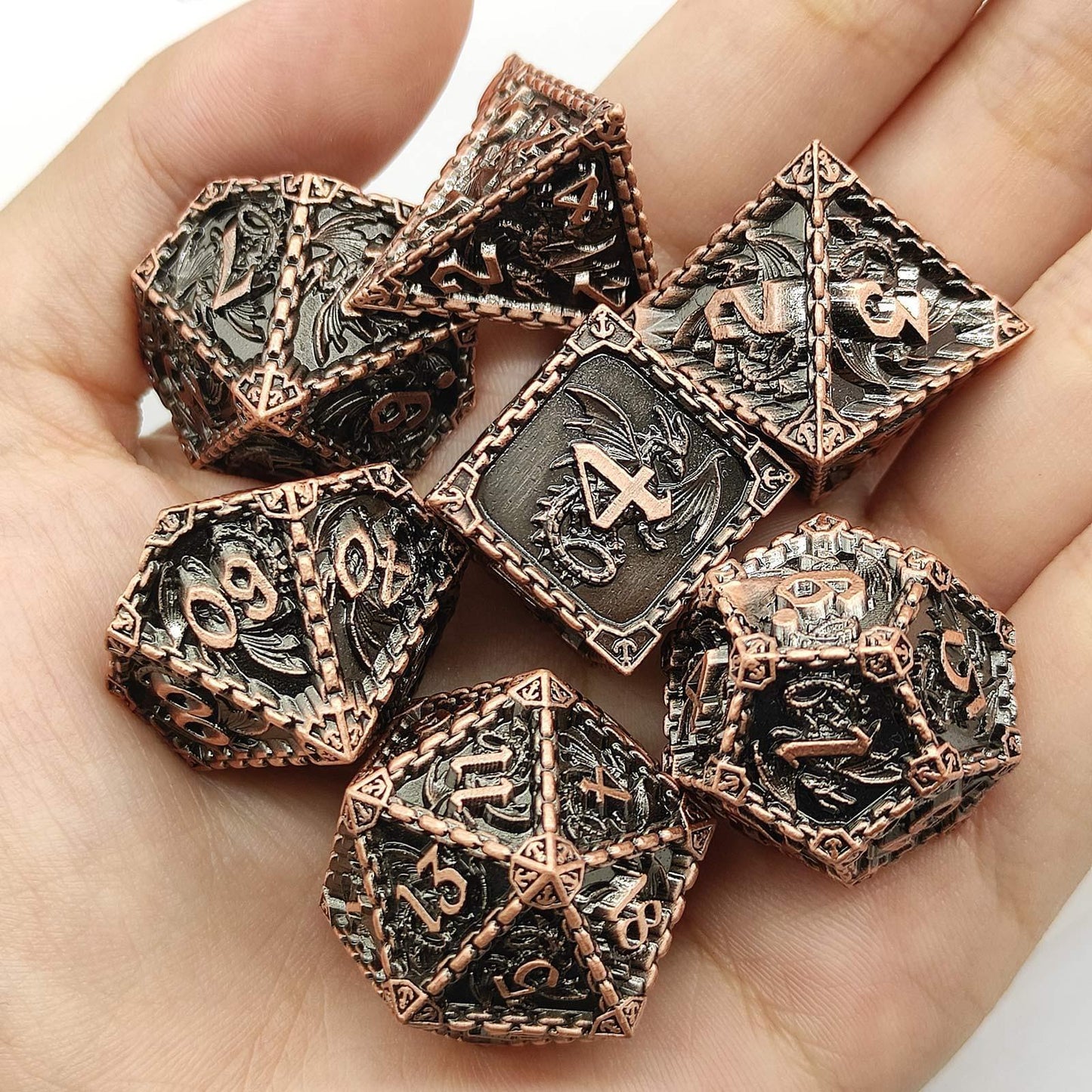 DnD Dice Set - Metal Mark of Dragon  Dice Set - Metal sold by DoubleHitShop